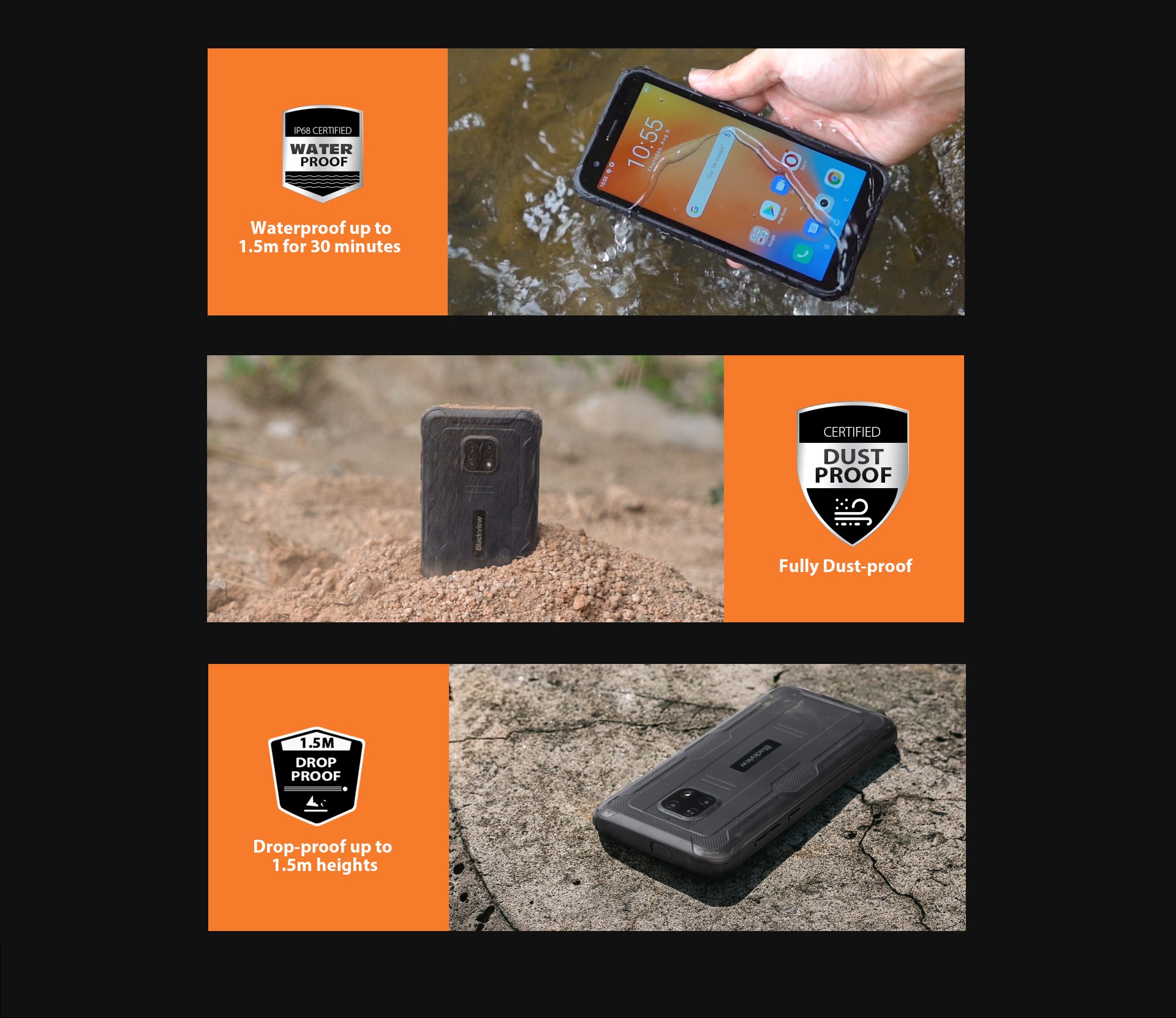 Защита IP68 смартфона Blackview BV4900 Blackview BV4900 - стандарты защиты